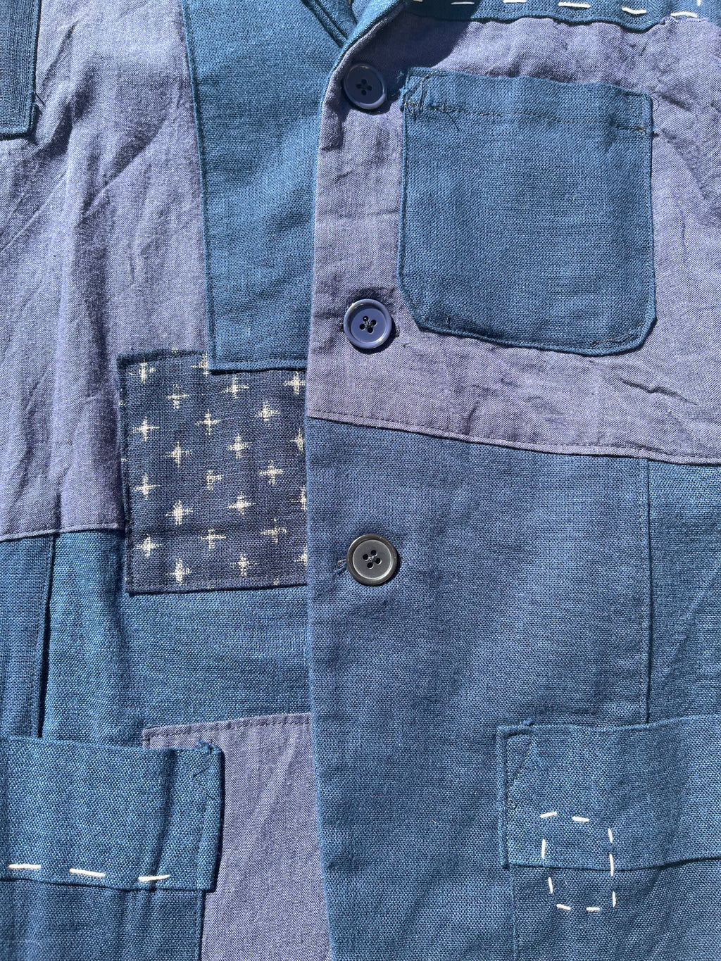 Boro sashiko jacket ~ Hokusai blue